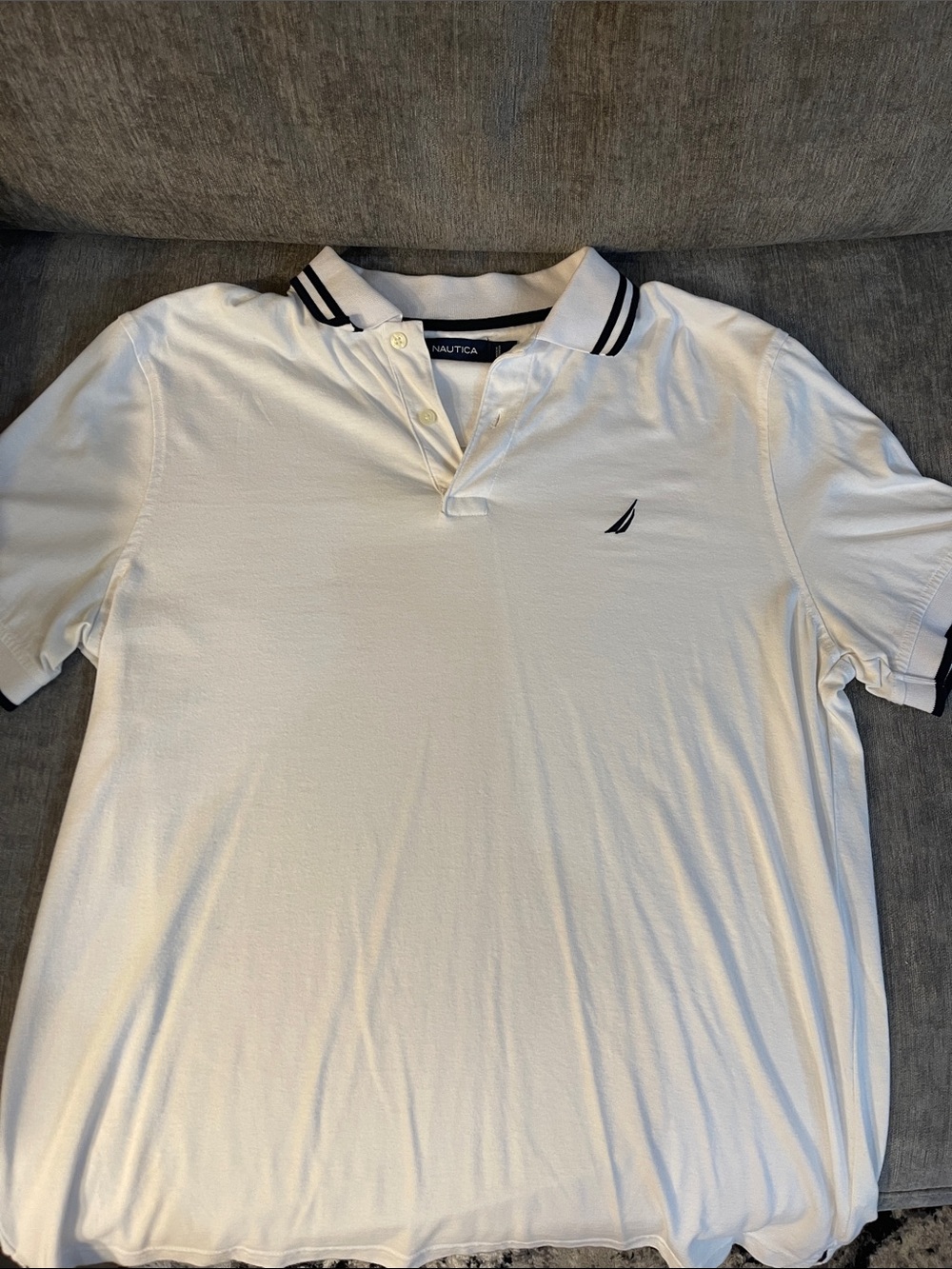 Nautica White Polo with Navy Trim and Sail Logo